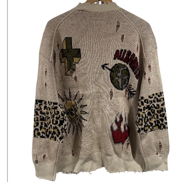 All Saints sweater cardigan knit Oversized Beige (Ecru) Patterned Jay Cardigan - Picture 4 of 9